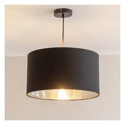 ValueLights Reni Large Black with Chrome Silver Ceiling Lamp Shade