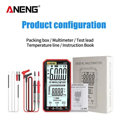 (red, standard) Aneng 620a Smart Digital Multimeter Transistor Testers Counts True Rms Auto Elec