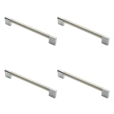 4x Keyhole Bar Pull Handle x 14mm 192mm Fixing Centres Satin Nickel & Chrome