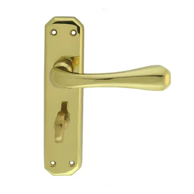 PAIR Heavy Duty Lever on Angular Bathroom Backplate x 40mm Polished Brass