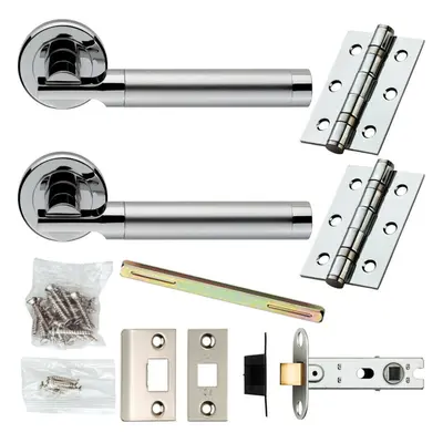 Door Handle & Latch Pack Chrome & Satin Nickel Modern Screwless Round Rose