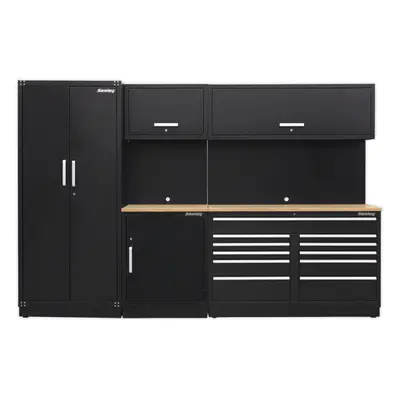 All-in-One 3.3m Garage Storage System - Modular Units - Oak Wood Worktop