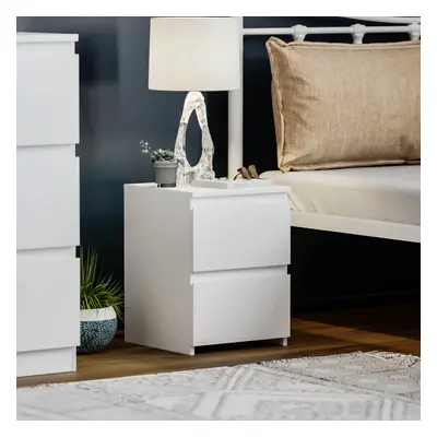 (White) Denver Drawer Bedside Chest Side End Cabinet