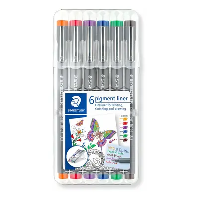 STAEDTLER 30803-SSB6 0.3 mm Coloured Pigment Liner - Multi-Colour (Pack of 6)