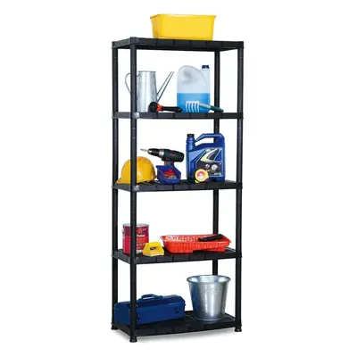 Black Tier Plastic Shelving Unit Storage Racking Shelves