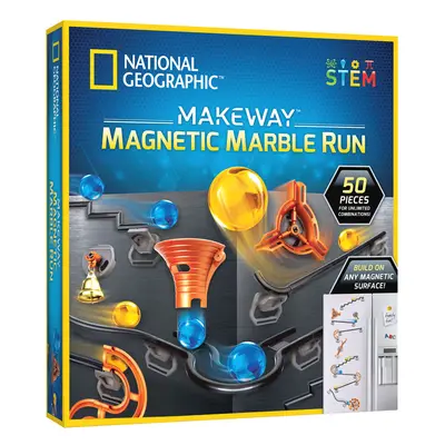 NATIONAL GEOGRAPHIC Magnetic Marble Run - 50-Piece STEM Building Set f