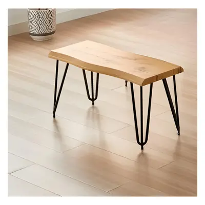 Wooden Bench With Metal Hairpin Legs for Dining Room, Work, or Study