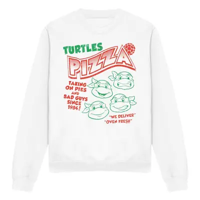 (S, White) Teenage Mutant Ninja Turtles Unisex Adult Turtles Pizza Sweatshirt