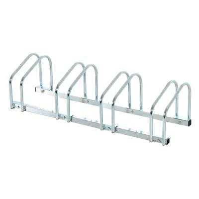 HOMCOM Bike Parking Rack Bicycle Locking Storage Stand for Cycling Silver