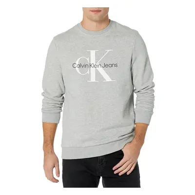 Calvin Klein Mens Monogram Logo Crewneck Sweatshirt Heroic Grey Heather Medium