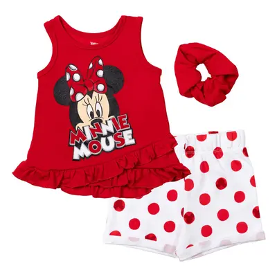 Disney Minnie Mouse Toddler Girls Tank Top French Terry Shorts and Scr