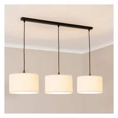 ValueLights Matte Black Drop Lamp Holder Cream Boucle Shades & Bulbs