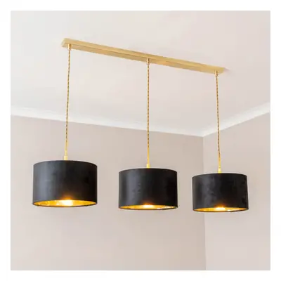 ValueLights Gold Drop Bar Lamp Holder Black Velvet & Gold Shades