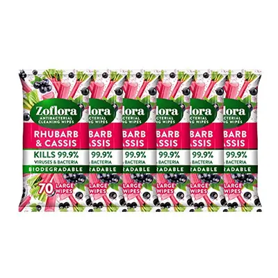 Zoflora Rhubarb & Cassis x Large Wipes, Antibacterial Multi-surface Cleaning Wipes - Multipack C