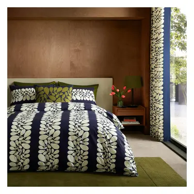 Orla Kiely Bedding - Sycamore Stripe Space Blue 100% Cotton Duvet Cover Set (King Size Duvet Cov