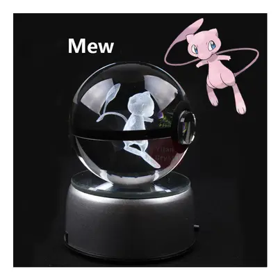 (QWW-31) Pokemon 3D Crystal Ball Anime Snorlax Figure Pokeball Engraving Crystal