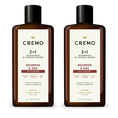 Cremo Bourbon & Oak Barber Grade 2-in-1 Shampoo & Conditioner, Fl O