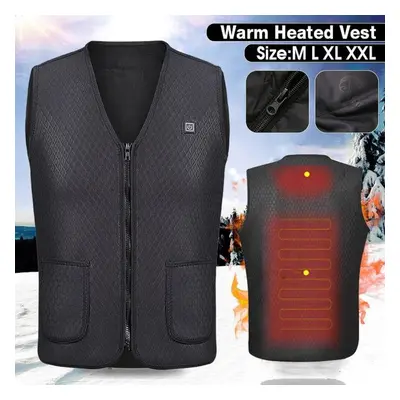 (black, L) Heated Vest Men Winter Waterproof Electrical Heated Sleevless Jacket Travel Heating V