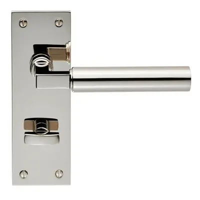 PAIR Round Bar Handle on Slim Bathroom Backplate x 50mm Polished Nickel