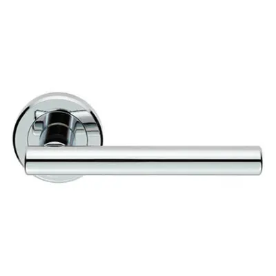 PAIR Straight T Bar Handle on Round Rose Concealed Fix Polished Chrome