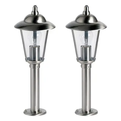 2 PACK Outdoor Post Lantern Light Stainless Steel Gate Wall Path Porch Lamp LED