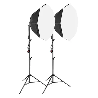 (2 Packs) Lighting Kit, 28"/70cm Octagonal Softbox, 2.1m Adjustable Metal Tripod Stands