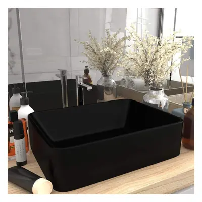 vidaXL Luxury Wash Basin Matt Black Ceramic Bathroom Above Counter Vanity Sink