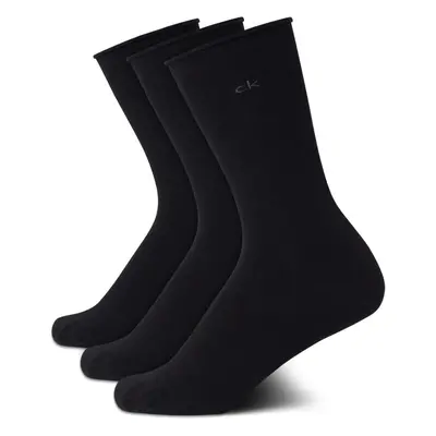 Calvin Klein Women's Pack Cotton Roll Top Crew Socks Black 6-9.5