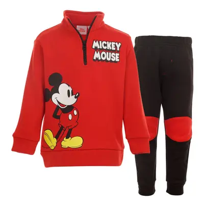 Disney Mickey Mouse Toddler Boys Half-Zip Sweatshirt & Pants Red 3T