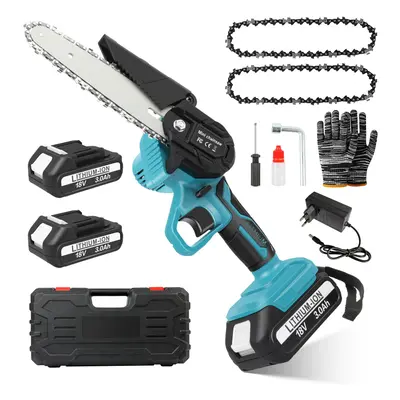 Mini Cordless Electric Chainsaw +2 x 3.0Ah Battery +Charger with 6inch Guide Plate+2 x 6inch Cha