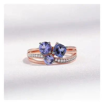 (as the picture, 9) Sterling Silver Rings For Women Gemstone Tanzanite Rose Gold Plated Delicate