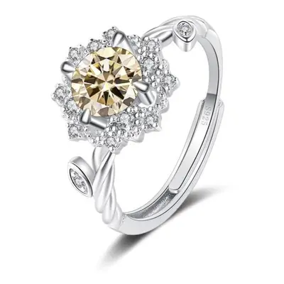 (light yellow, 1ct adjustable) Bague Ringen Round 8h8a Vvs D Color 1ct Moissanite Ring S925 Ster