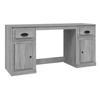 (grey sonoma) vidaXL Desk Computer Desk Writing Desk Table with Cabinet Engineered Wood