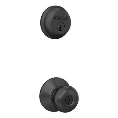 Schlage FB50 N G PLY Single Cylinder Deadbolt and Keyed Entry Plymouth Knob Matte Black