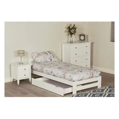 (Single, White) Wooden Xiamen Minimalist Bed Frame