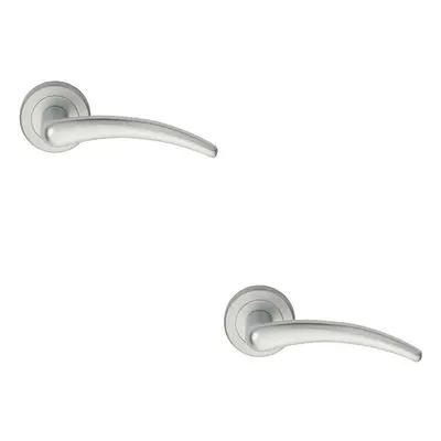 2x PAIR Arched Tapered Bar Handle on Round Rose Concealed Fix Satin Chrome