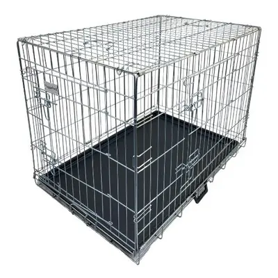 HugglePets Dog Cage with Plastic Tray - Silver, X-Large