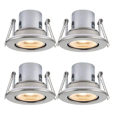 4 PACK Recessed Tiltable Ceiling Downlight - 8.5W Warm White LED Satin Nickel