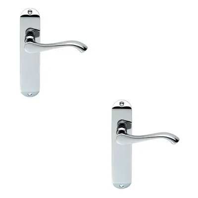 2x PAIR Curved Handle on Chamfered Latch Backplate x 40mm Polished Chrome