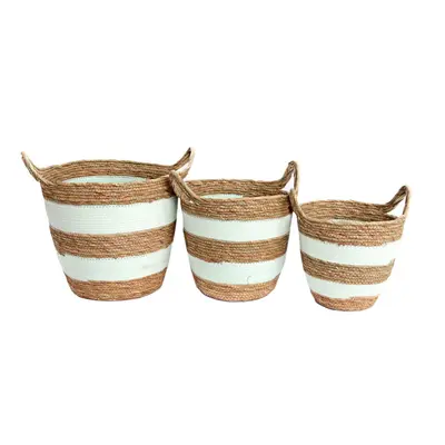 Set Of Gorgeous Festival Vibe Storage Basket With Handles ~ Peppermint Striped