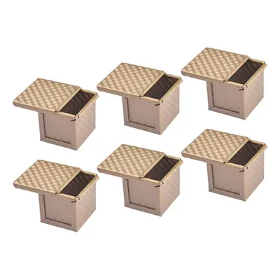 6x Square Loaf Pan With Lid Toast Mold Bread Pan Pullman Loaf Pan With Cover Non-stick Mini Wate