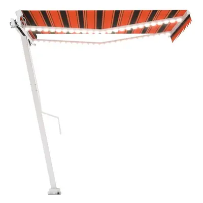 vidaXL Manual Retractable Awning with LED 350x250 cm Orange and Brown Shelter