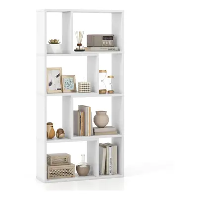 5-Tier Geometric Bookshelf CM High Bookcase Storage Organizer White