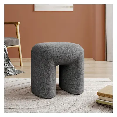 (Grey) Modern Teddy Bear Fur Upholstered Ottoman