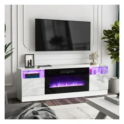 (White) Flame LED Colors Freestanding Surround Set TV Unit with Remote Control