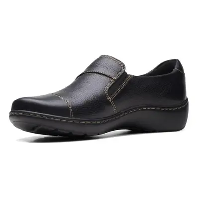 Clarks Women's Cora Harbor Loafer Black Leather Wide