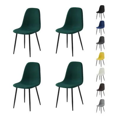 (SET OF 4, GREEN) 2/4/6Pcs Fabric Dining Chair with Metal Legs Bella