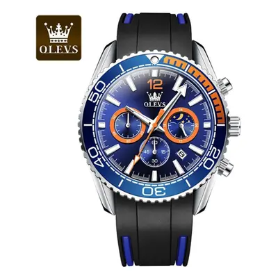 (blue) Olevs With Gift Box Fashion Multifunctional Quartz Watch Luminous Waterproof Men&apos;s W