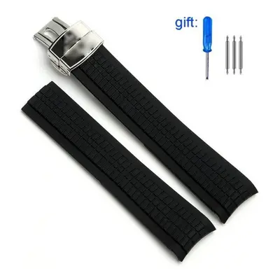 (black silver 21mm with logo) Watch Band For Patek Philippe 5164a 5167a 5168a Silicone Aquanaut 