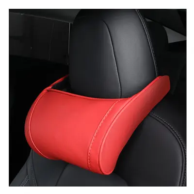 (Red) For Tesla Model Model Y Model X Pillow Leather Styling Memory Soft Comfortable